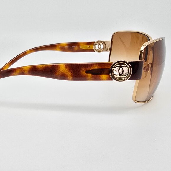 Chanel 4151 c.352/13 Gold Frame Brown Gradient Lens Sunglasses w Case Italy 66mm - Picture 6 of 15